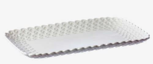Vassoio Pasticceria in porcellana - 26x35xh2,5 cm- la porcellana bianca
